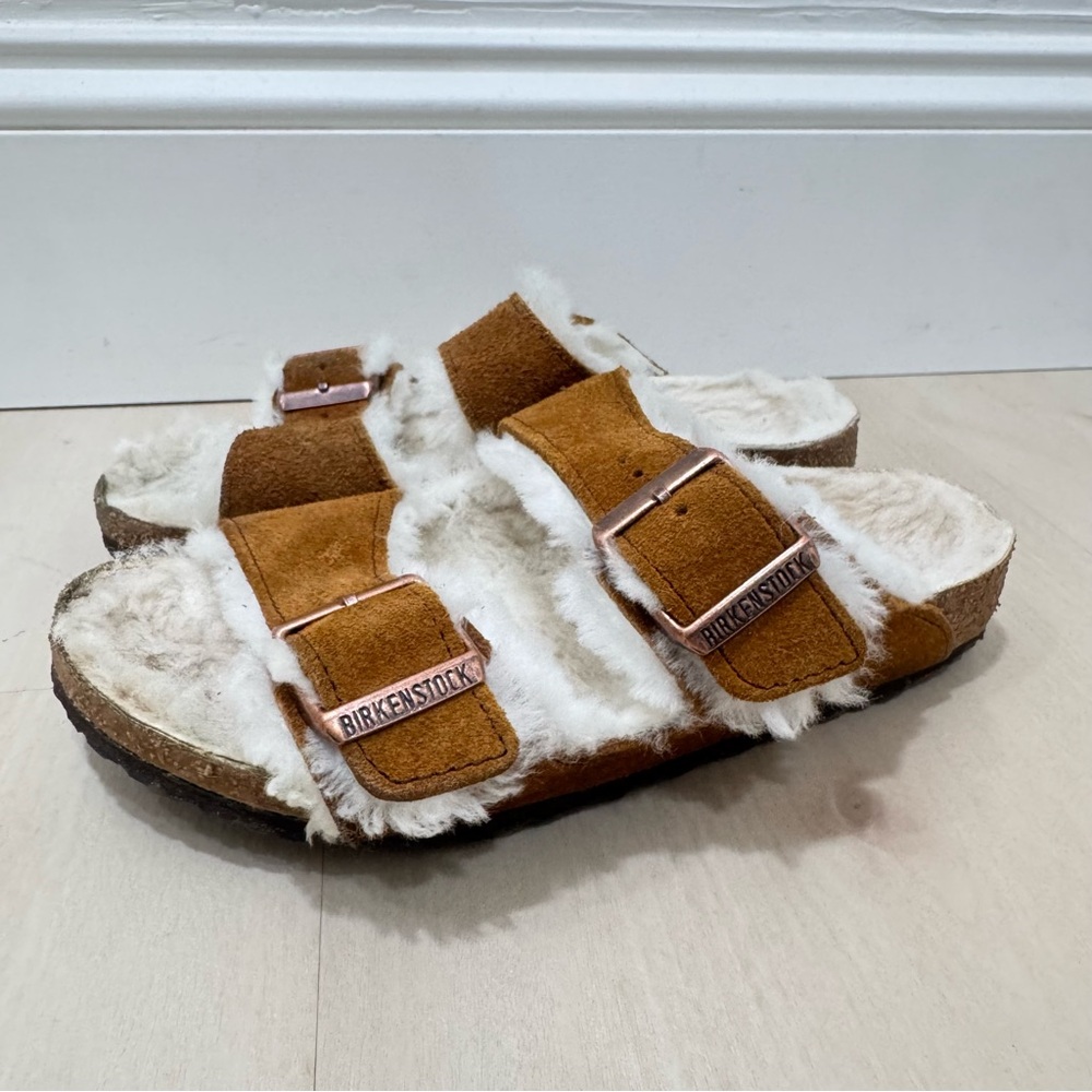 Kids' Birkenstock® Arizona Shearling Sandals Size 33 = Kids 2-2.5